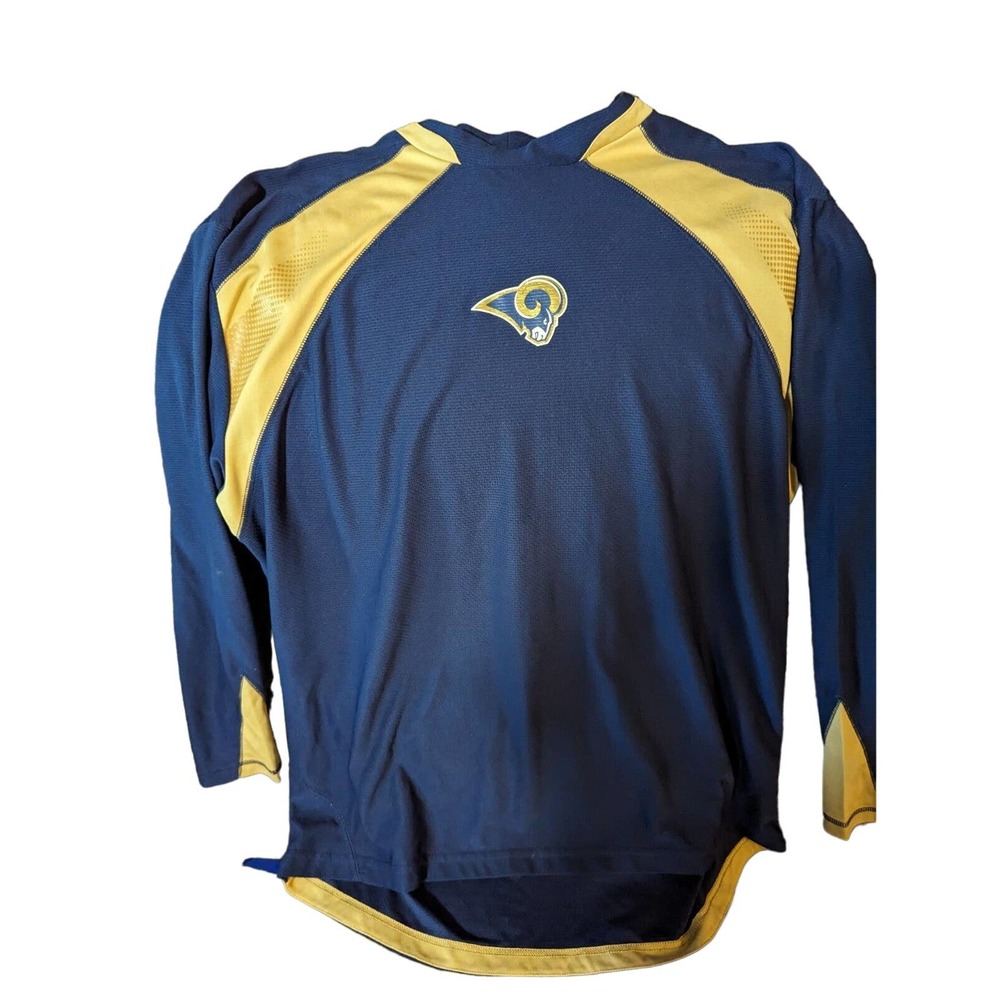 NFL Team Apparel Rams Long Sleeve Two Toned Athletic Shirt Size X-Large Blue/Tan